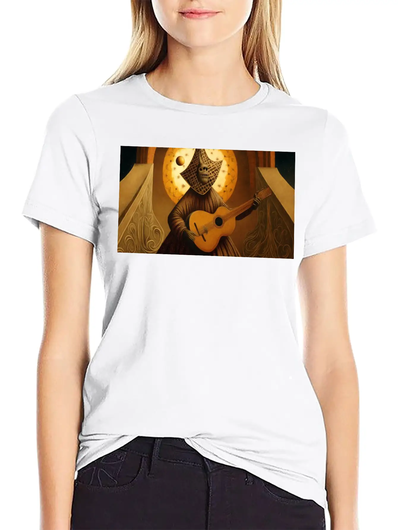 Acoustic Guitar Stellar Porridge Style By Remedios Relaxed Everyday Tee – Lightweight And Durable Cotton