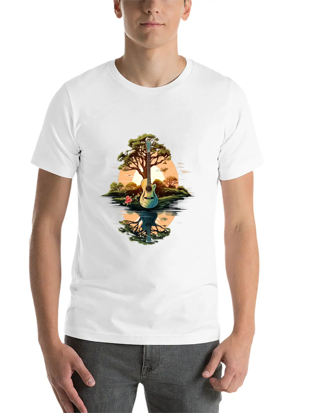 Acoustic Guitar Tree Classic Crew Neck Graphic Tee – Everyday Minimal Look