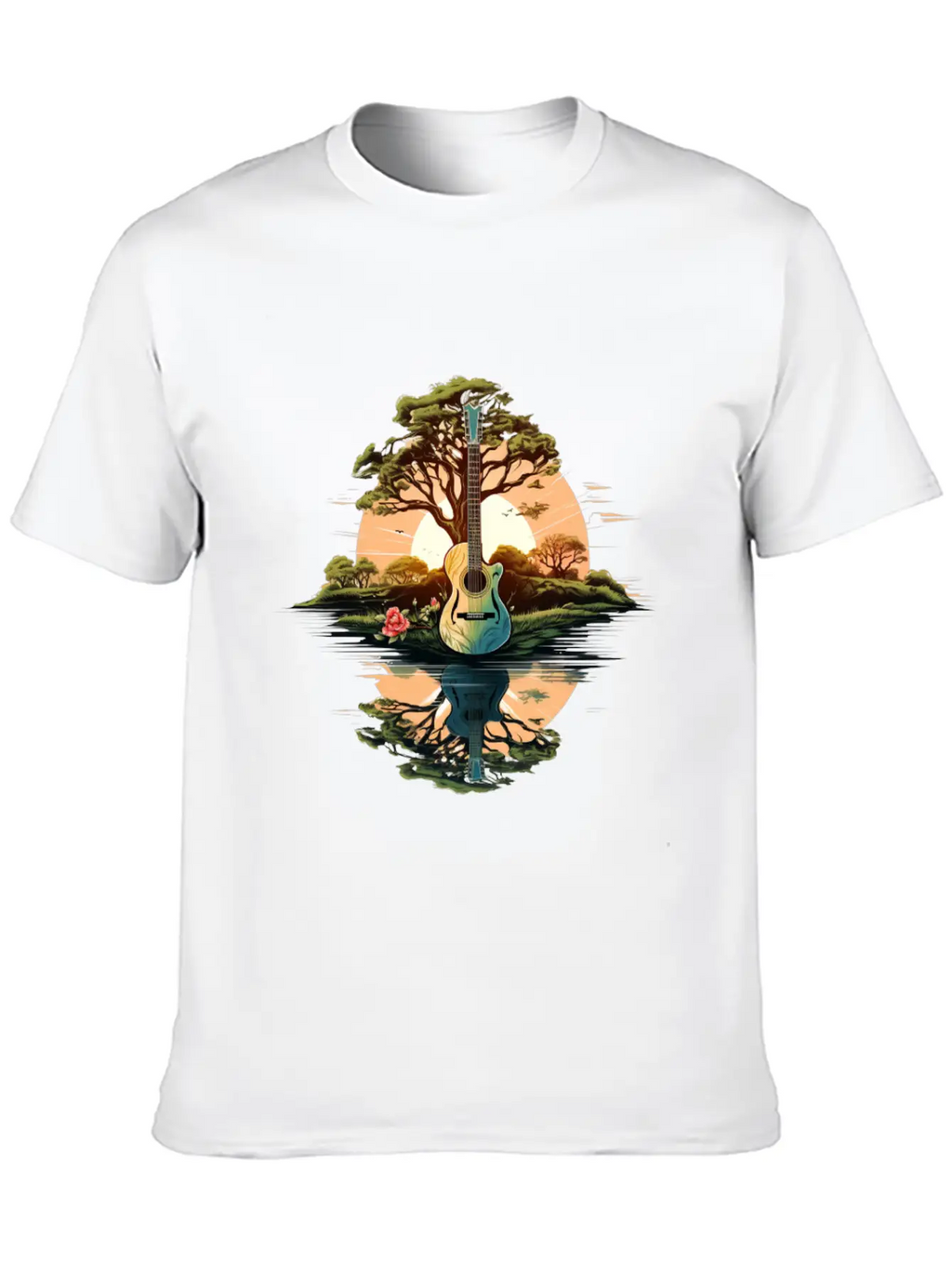 Acoustic Guitar Tree Classic Crew Neck Graphic Tee – Everyday Minimal Look