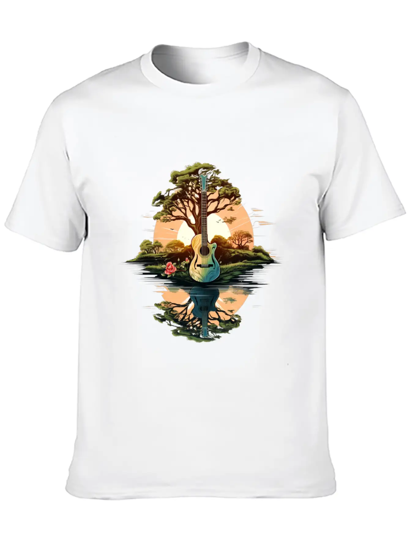 Acoustic Guitar Tree Classic Crew Neck Graphic Tee – Everyday Minimal Look