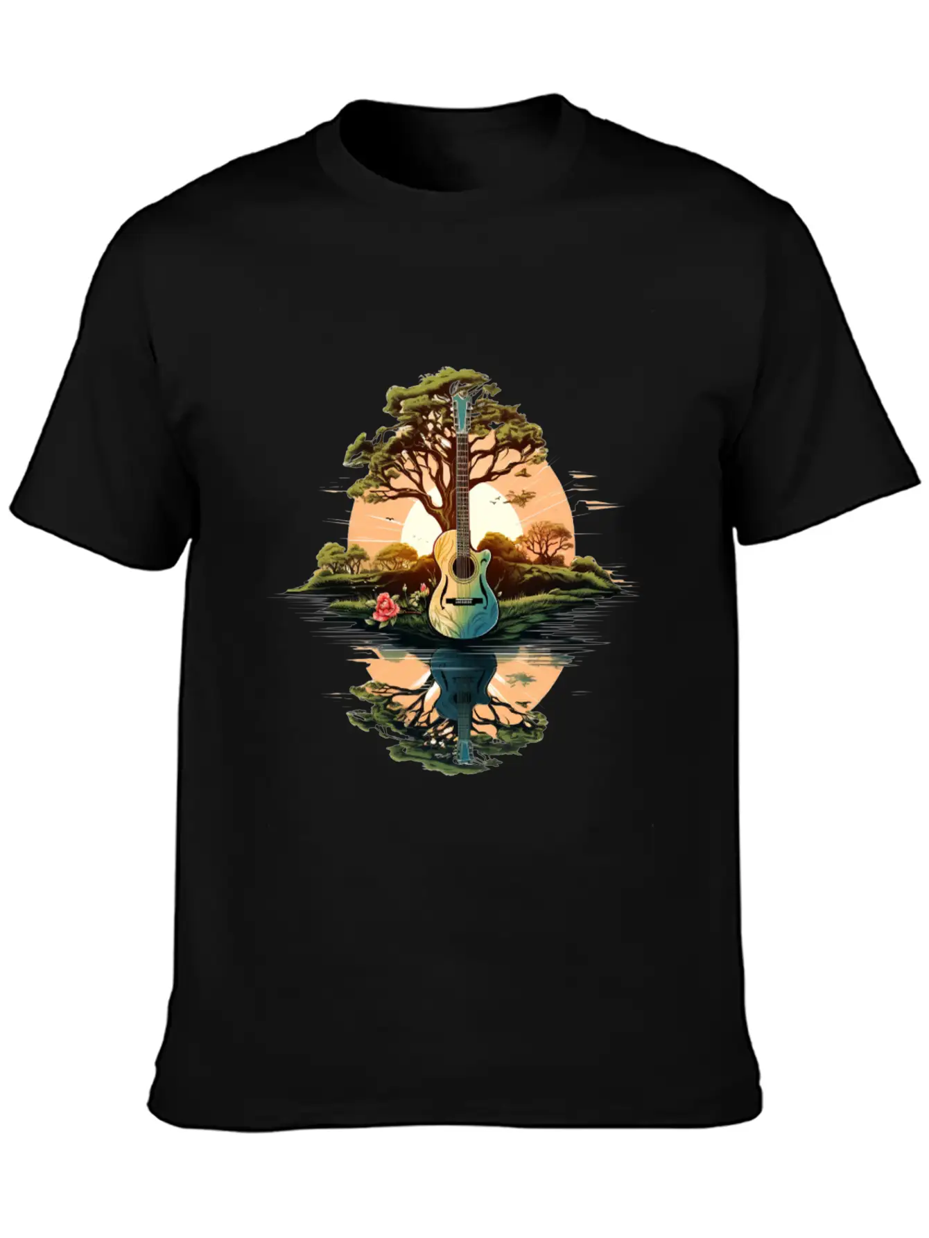 Acoustic Guitar Tree Classic Crew Neck Graphic Tee – Everyday Minimal Look