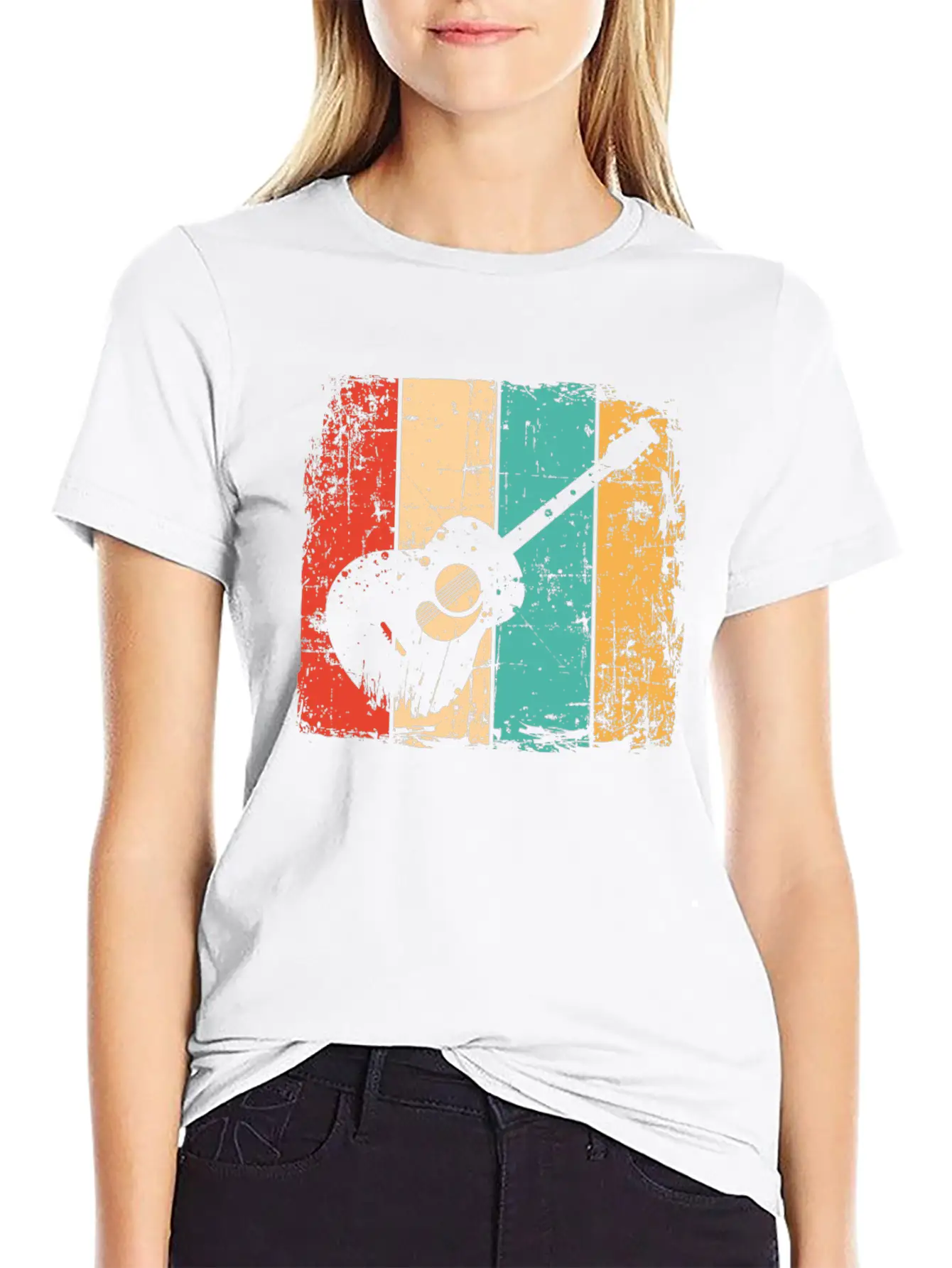 Acoustic Guitar Vintage Comfortable Minimalist Graphic Tee – Summer Style Essential