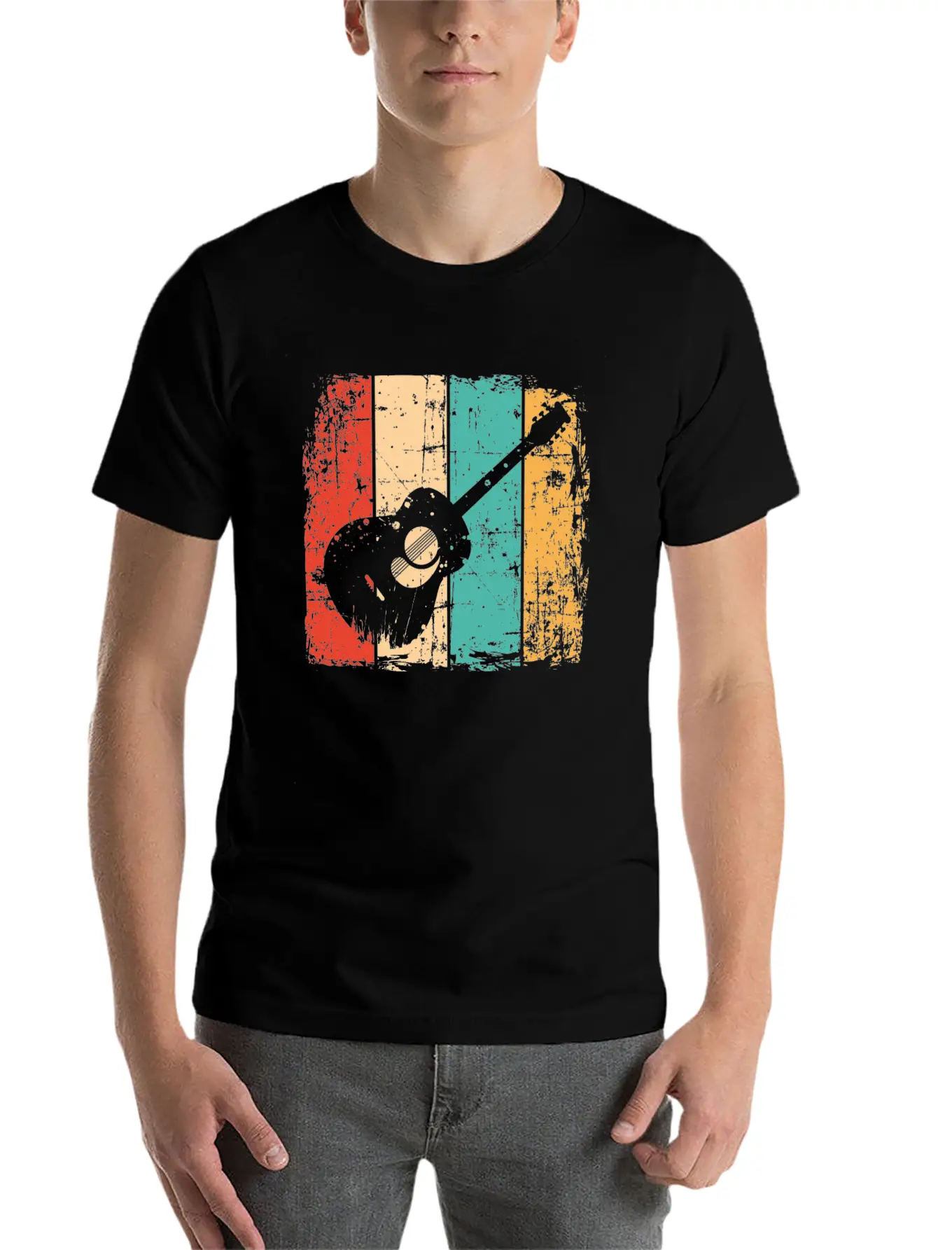 Acoustic Guitar Vintage Comfortable Minimalist Graphic Tee – Summer Style Essential