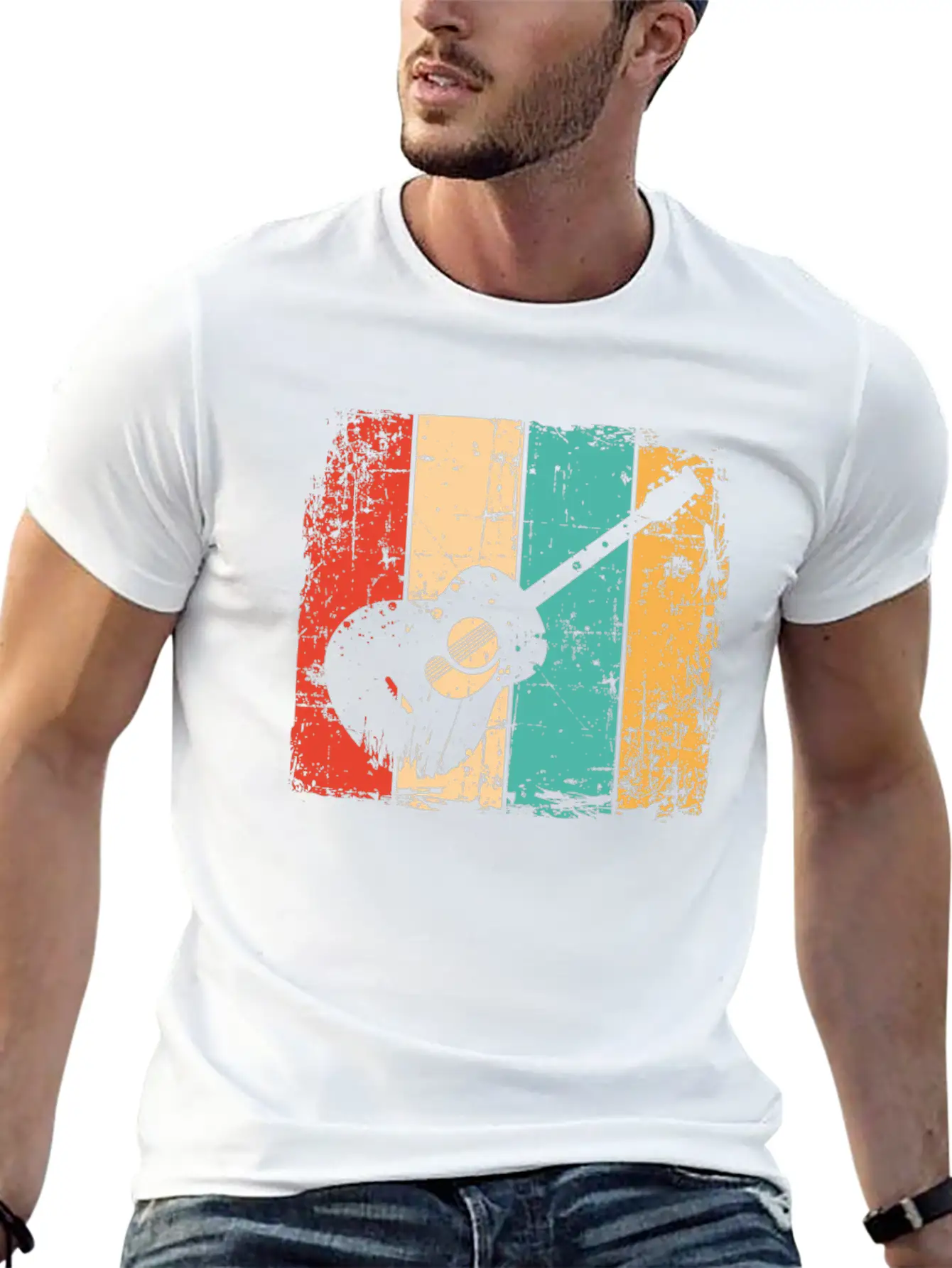 Acoustic Guitar Vintage Comfortable Minimalist Graphic Tee – Summer Style Essential
