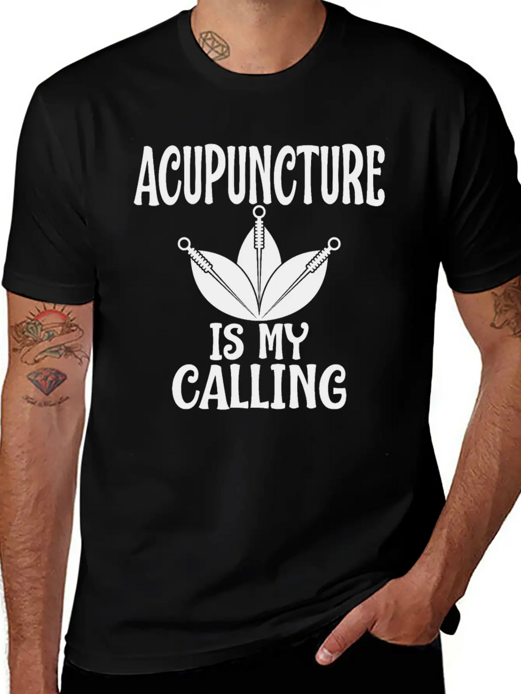 Acupuncture Is My Calling Acupuncturist Humor Timeless Short Sleeve Tee – Comfy And Minimalist Design