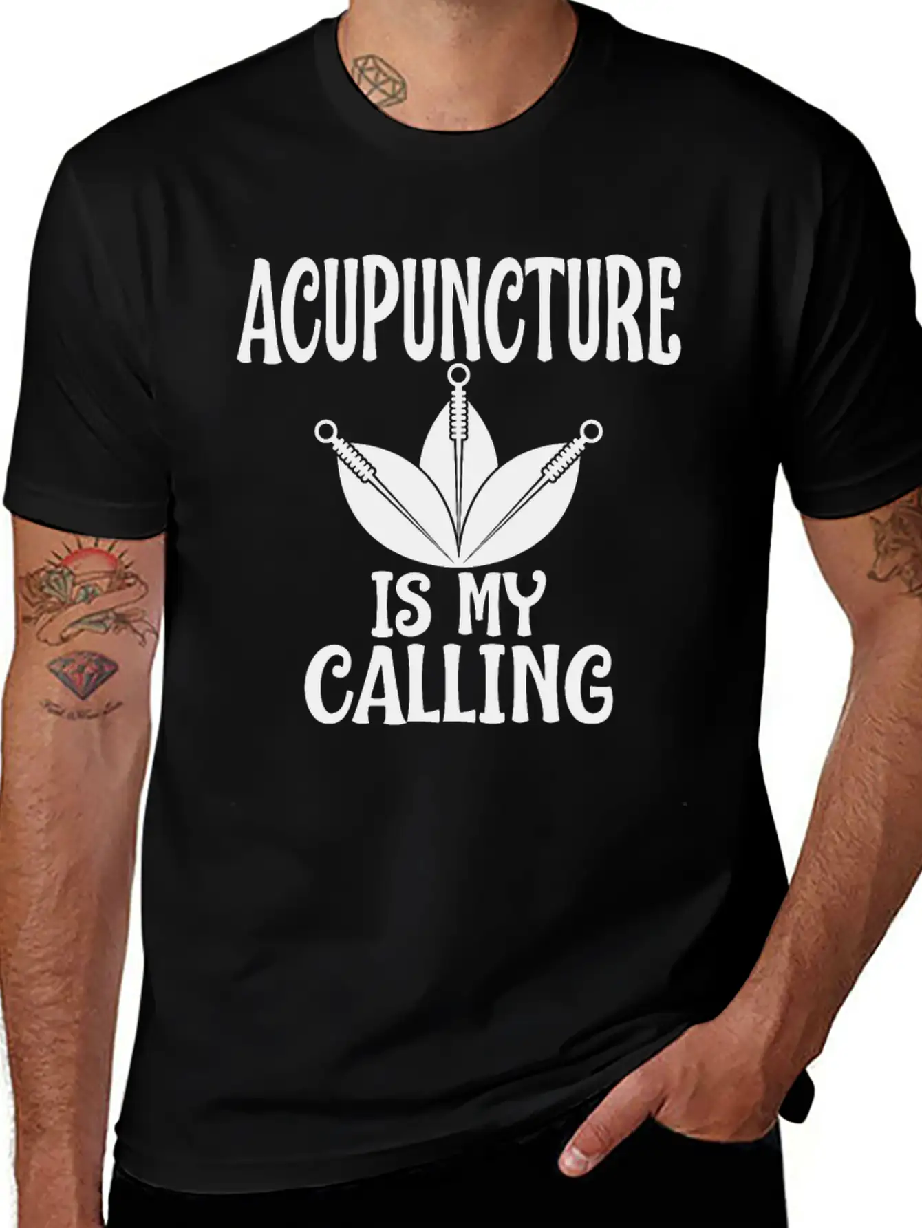 Acupuncture Is My Calling Acupuncturist Humor Timeless Short Sleeve Tee – Comfy And Minimalist Design