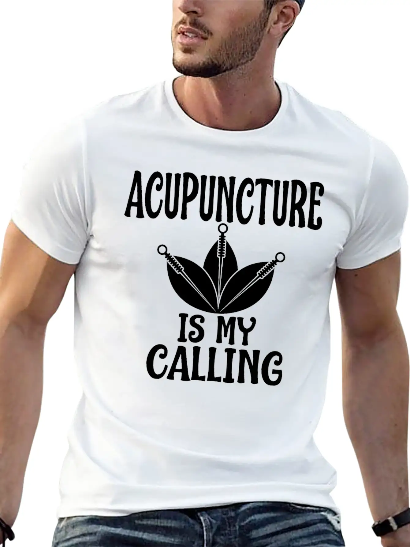 Acupuncture Is My Calling Acupuncturist Humor Timeless Short Sleeve Tee – Comfy And Minimalist Design