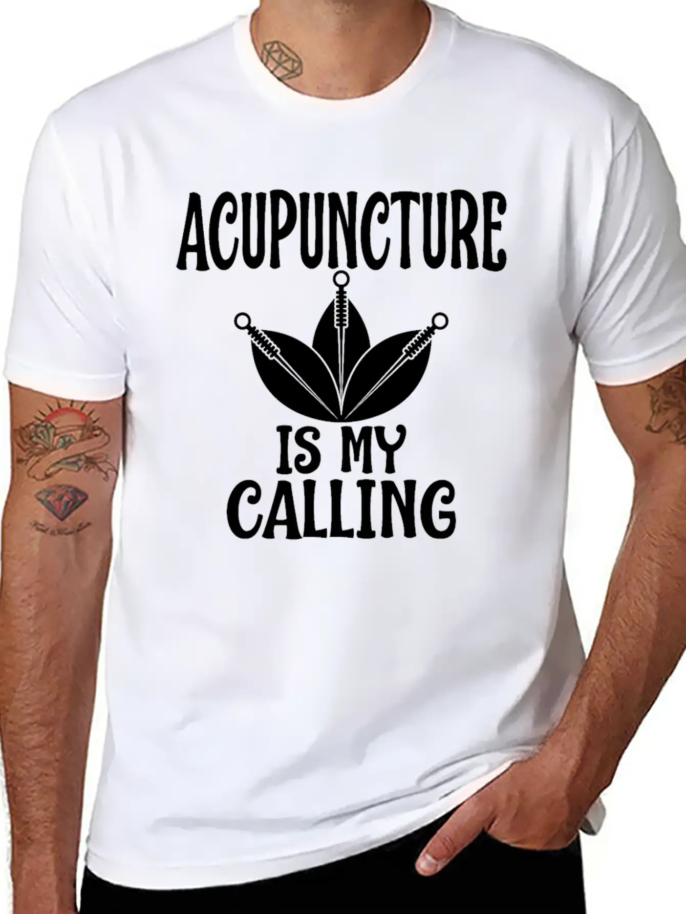 Acupuncture Is My Calling Acupuncturist Humor Timeless Short Sleeve Tee – Comfy And Minimalist Design