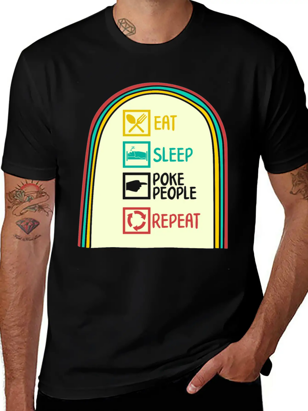 Acupuncture Shirt, Eat Sleep Poke People Repeat Simple Everyday Graphic Tee – Lightweight Summer Wear