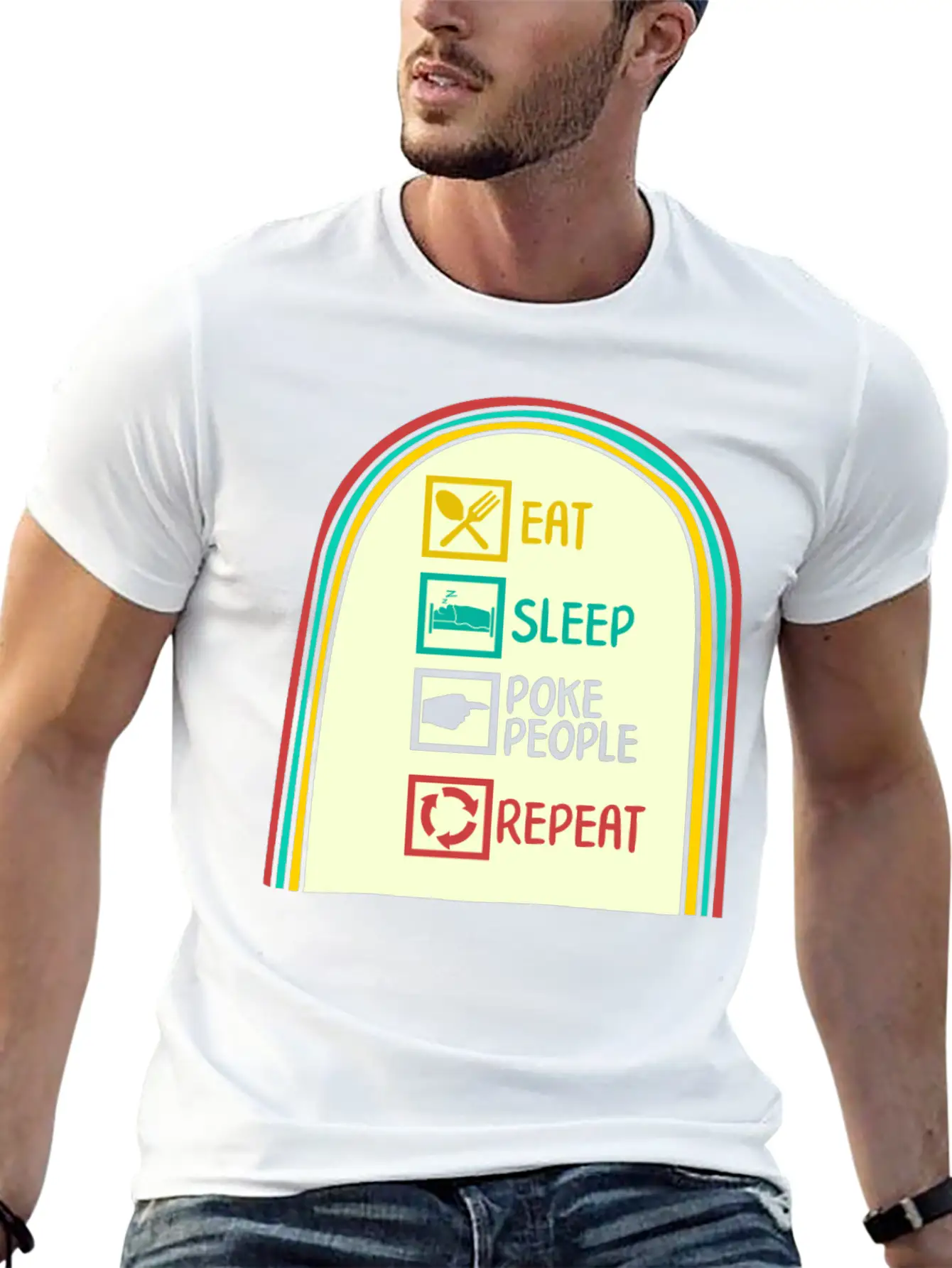 Acupuncture Shirt, Eat Sleep Poke People Repeat Simple Everyday Graphic Tee – Lightweight Summer Wear