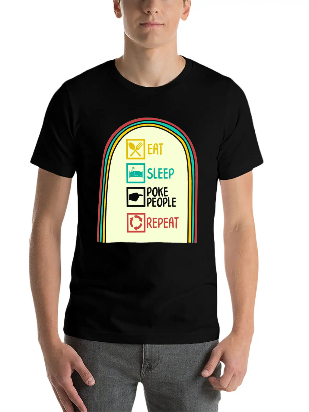 Acupuncture Shirt, Eat Sleep Poke People Repeat Simple Everyday Graphic Tee – Lightweight Summer Wear