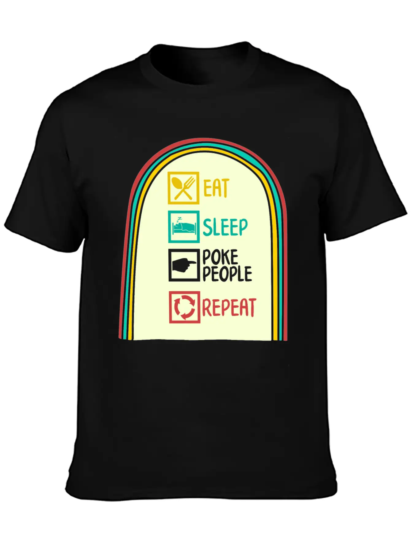 Acupuncture Shirt, Eat Sleep Poke People Repeat Simple Everyday Graphic Tee – Lightweight Summer Wear