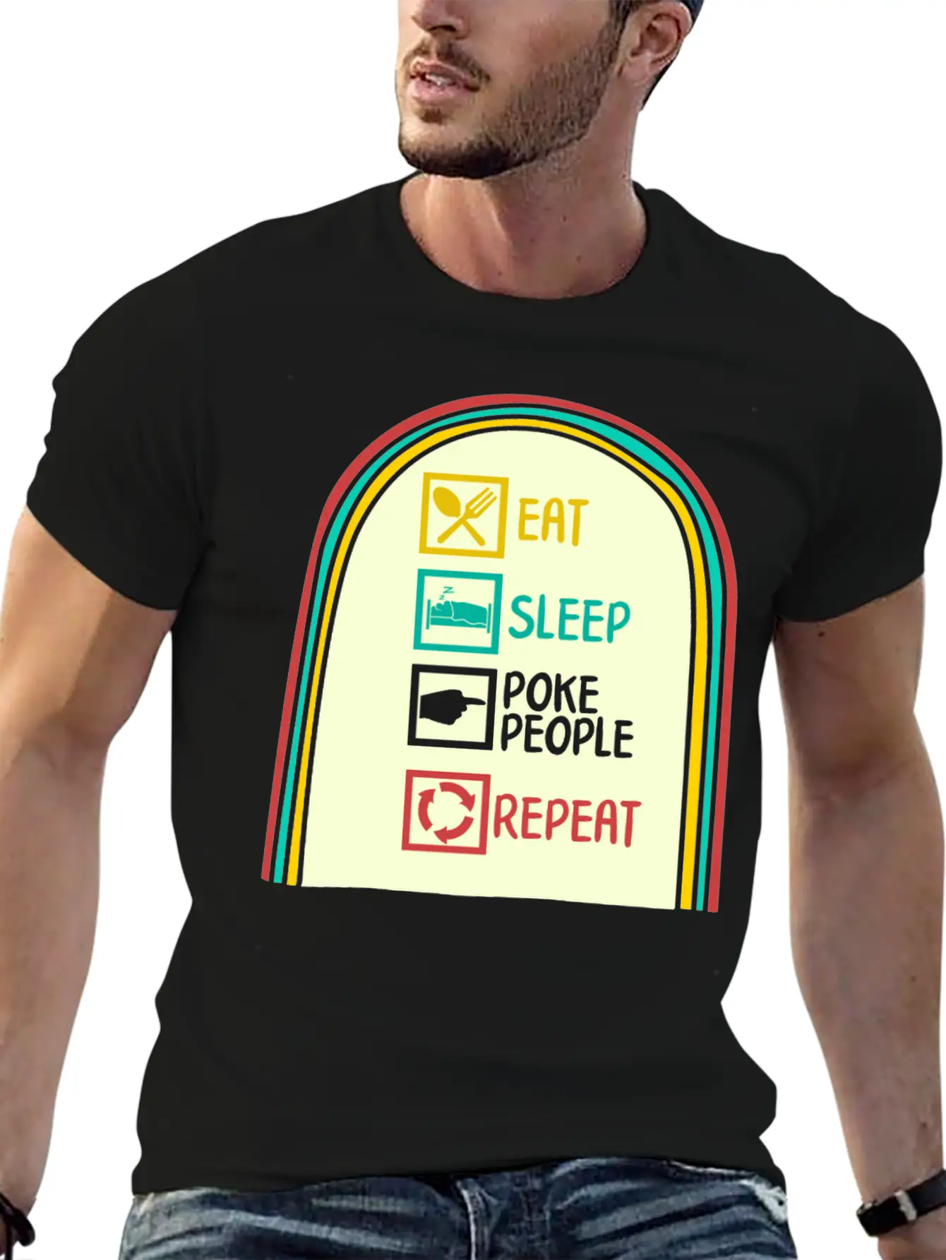 Acupuncture Shirt, Eat Sleep Poke People Repeat Simple Everyday Graphic Tee – Lightweight Summer Wear