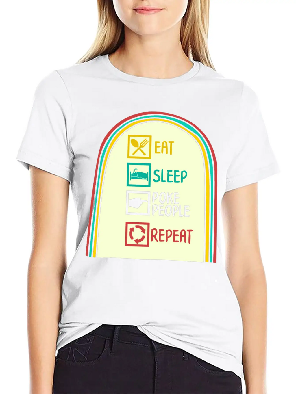 Acupuncture Shirt, Eat Sleep Poke People Repeat Simple Everyday Graphic Tee – Lightweight Summer Wear