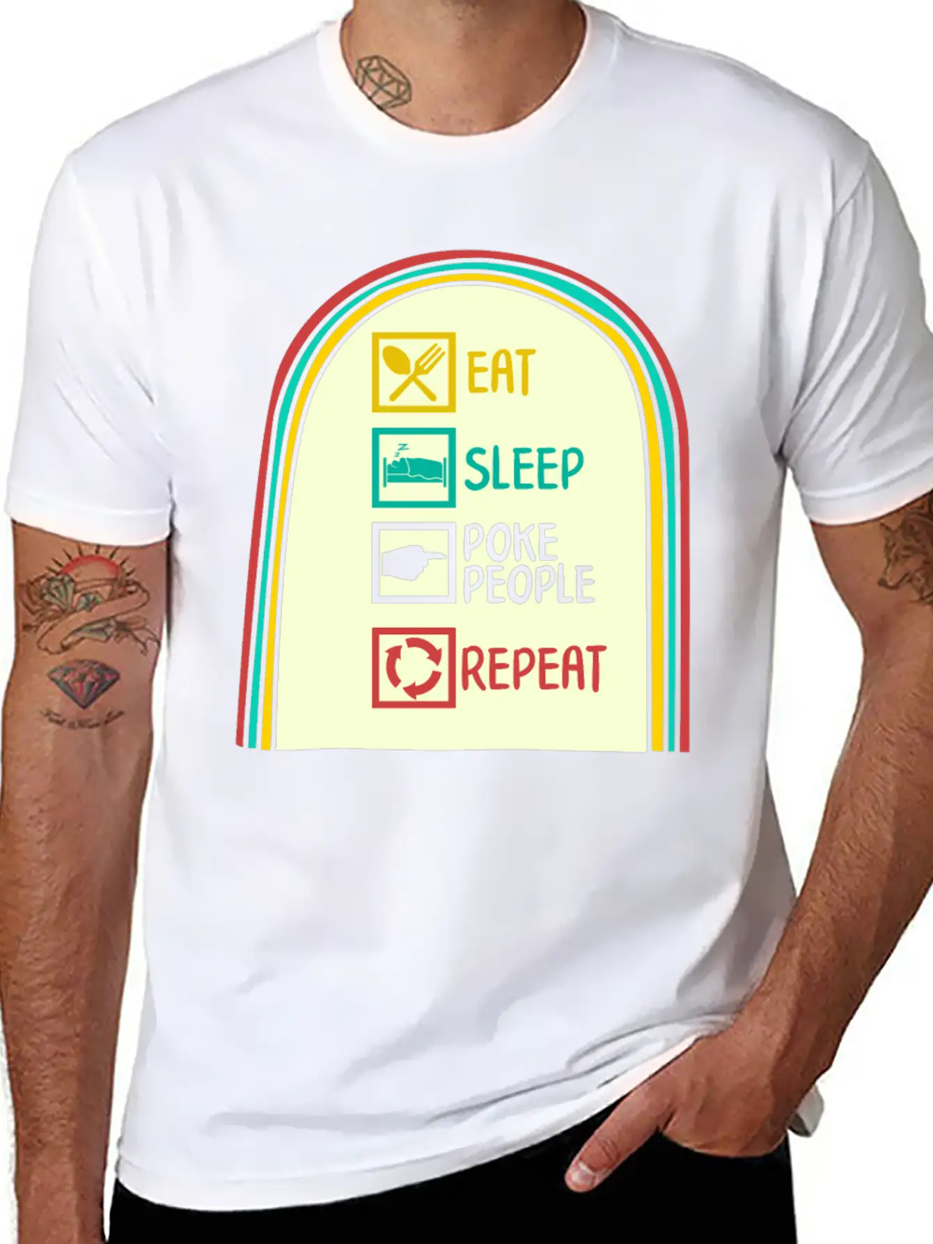 Acupuncture Shirt, Eat Sleep Poke People Repeat Simple Everyday Graphic Tee – Lightweight Summer Wear