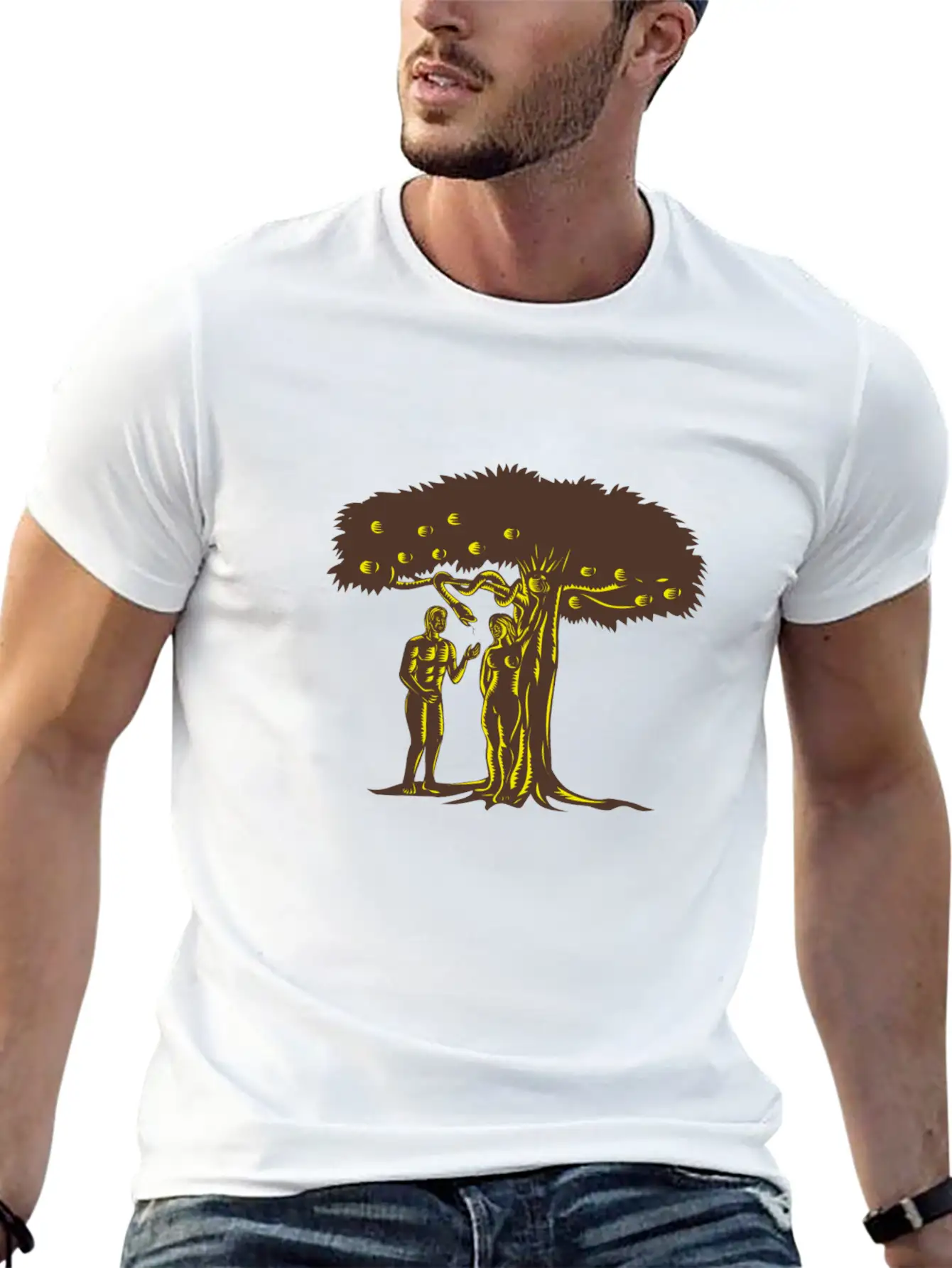 Adam And Eve Apple Comfortable Minimalist Graphic Tee – Summer Style Essential