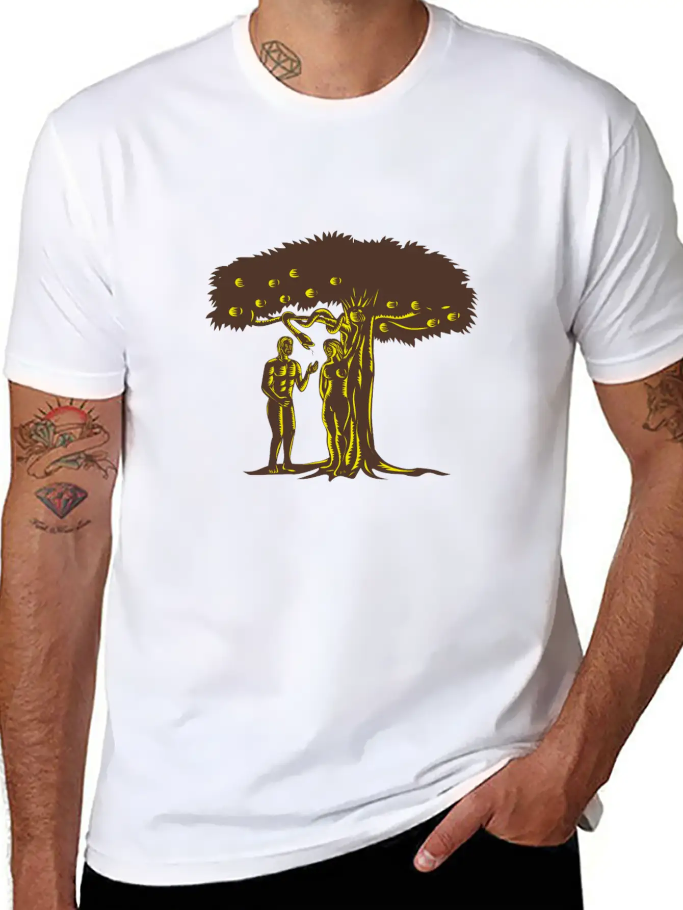 Adam And Eve Apple Comfortable Minimalist Graphic Tee – Summer Style Essential