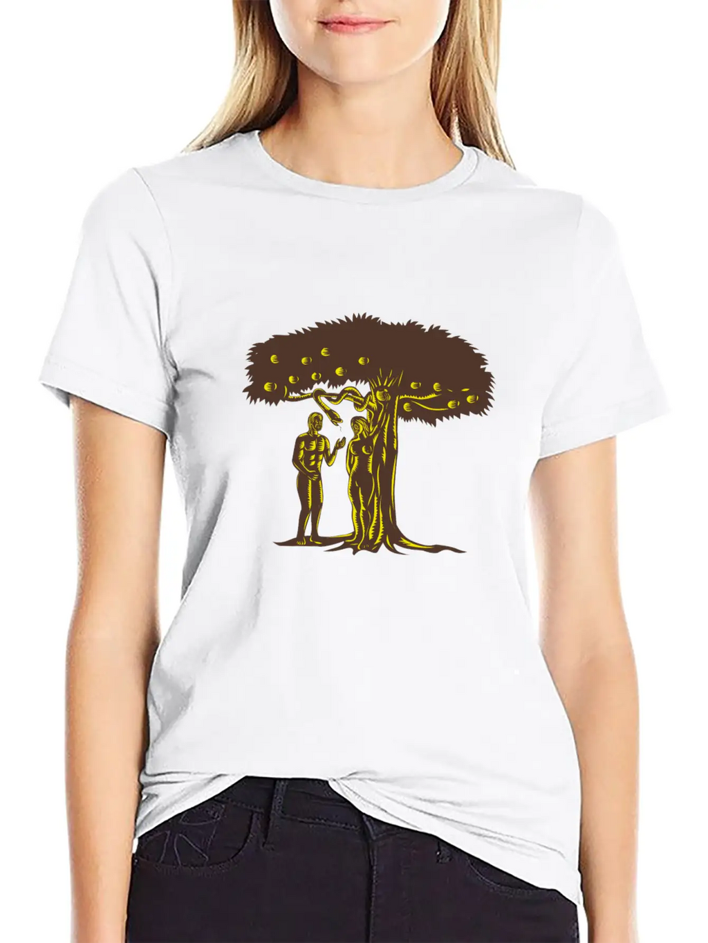 Adam And Eve Apple Comfortable Minimalist Graphic Tee – Summer Style Essential