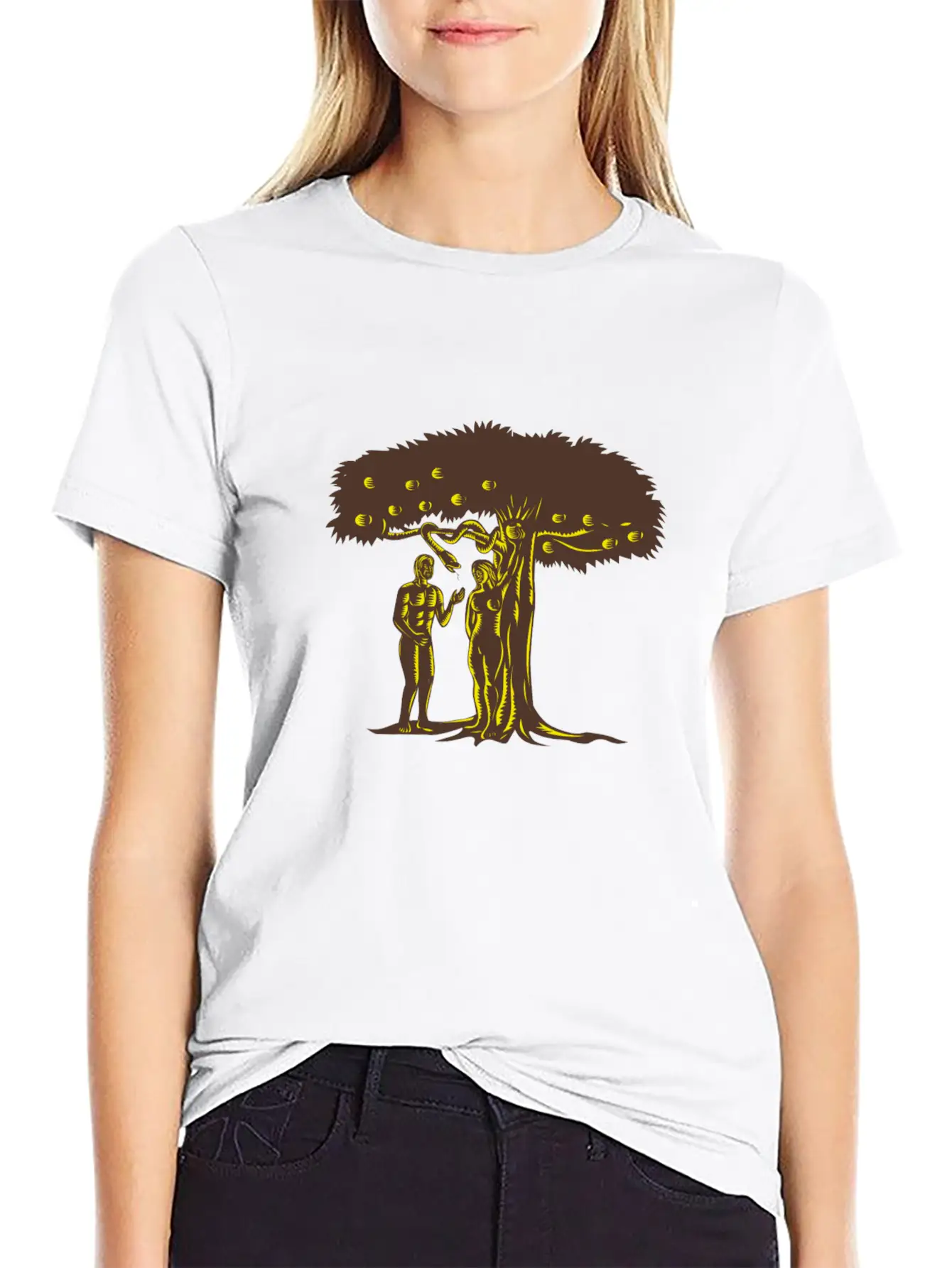 Adam And Eve Apple Comfortable Minimalist Graphic Tee – Summer Style Essential