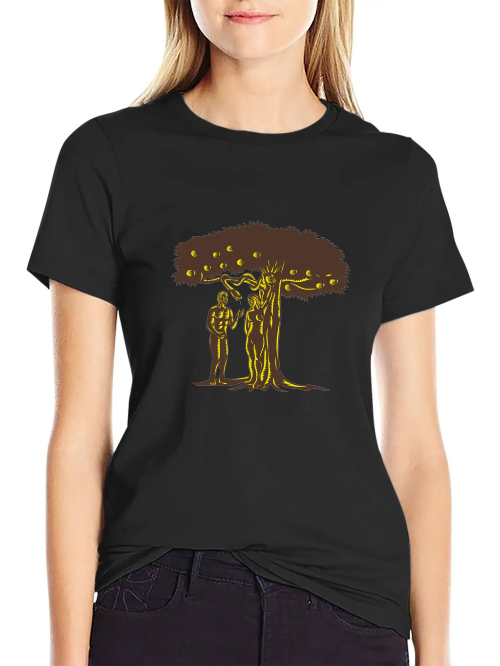 Adam And Eve Apple Comfortable Minimalist Graphic Tee – Summer Style Essential