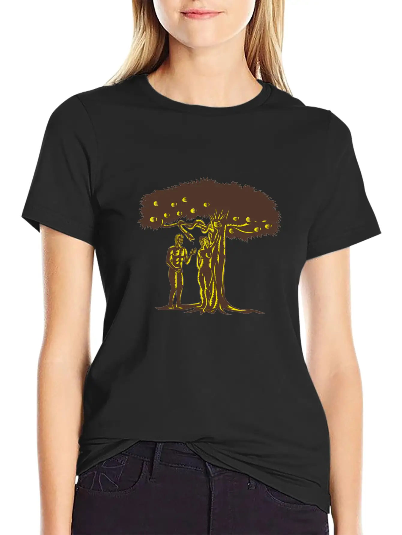 Adam And Eve Apple Comfortable Minimalist Graphic Tee – Summer Style Essential