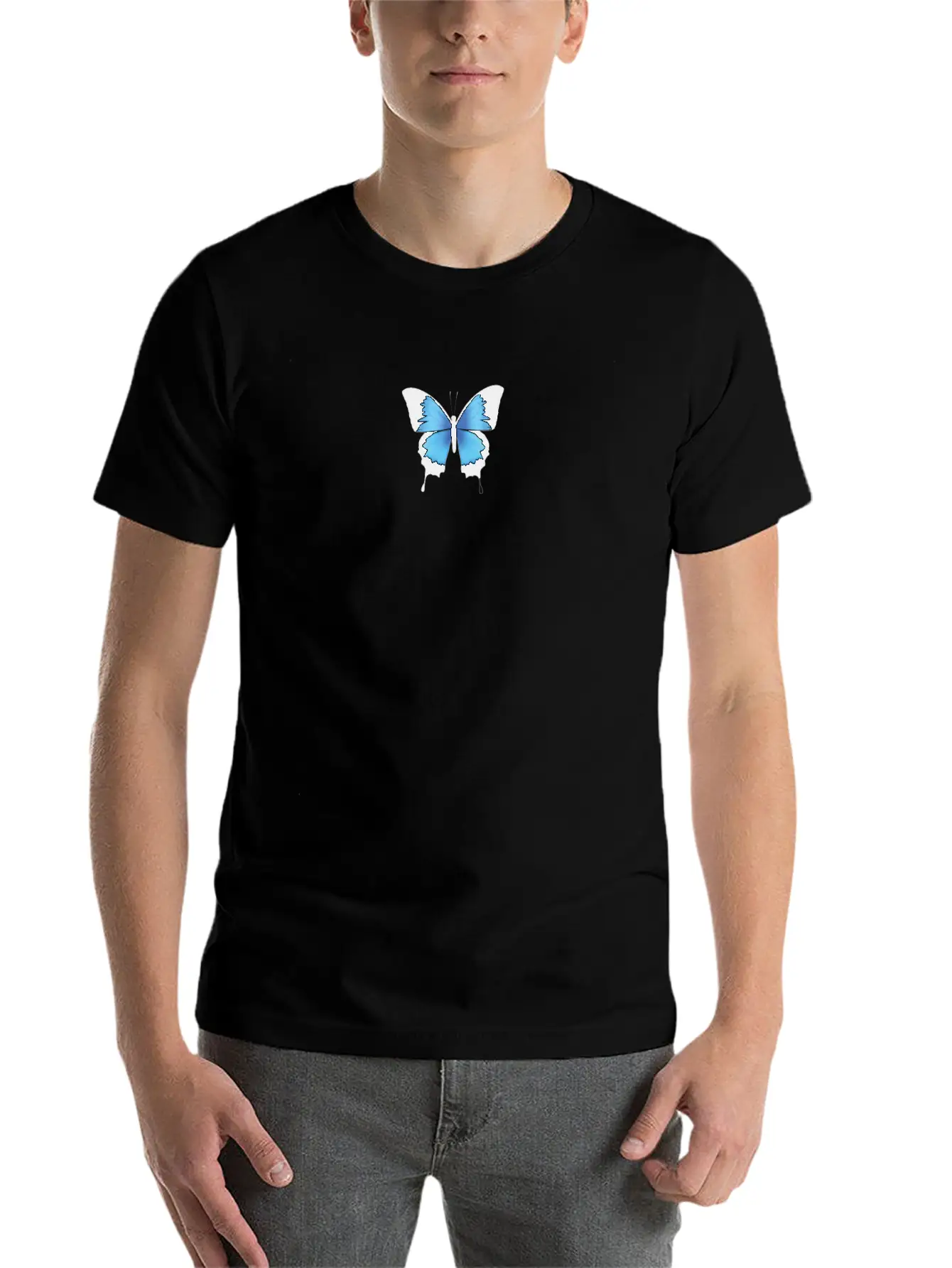 Aesthetic Butterfly Blue - Grunge Soft Grunge Classic Cotton Tee – Unisex Comfort For Any Season