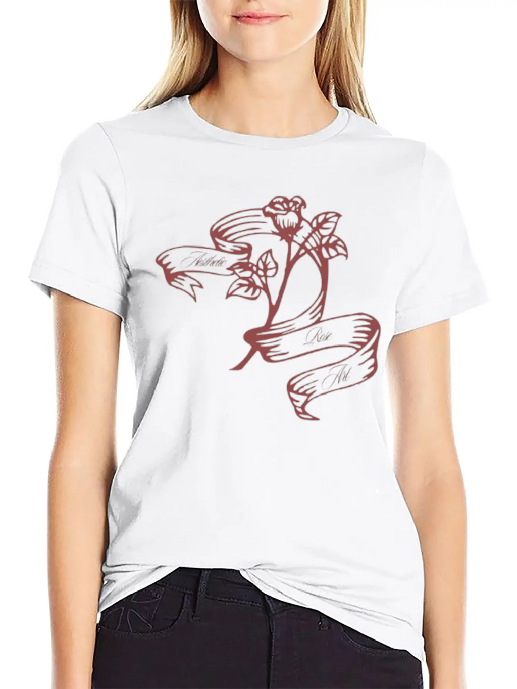 Aesthetic Rose Art. Aesthetics Timeless Short Sleeve Tee – Comfy And Minimalist Design
