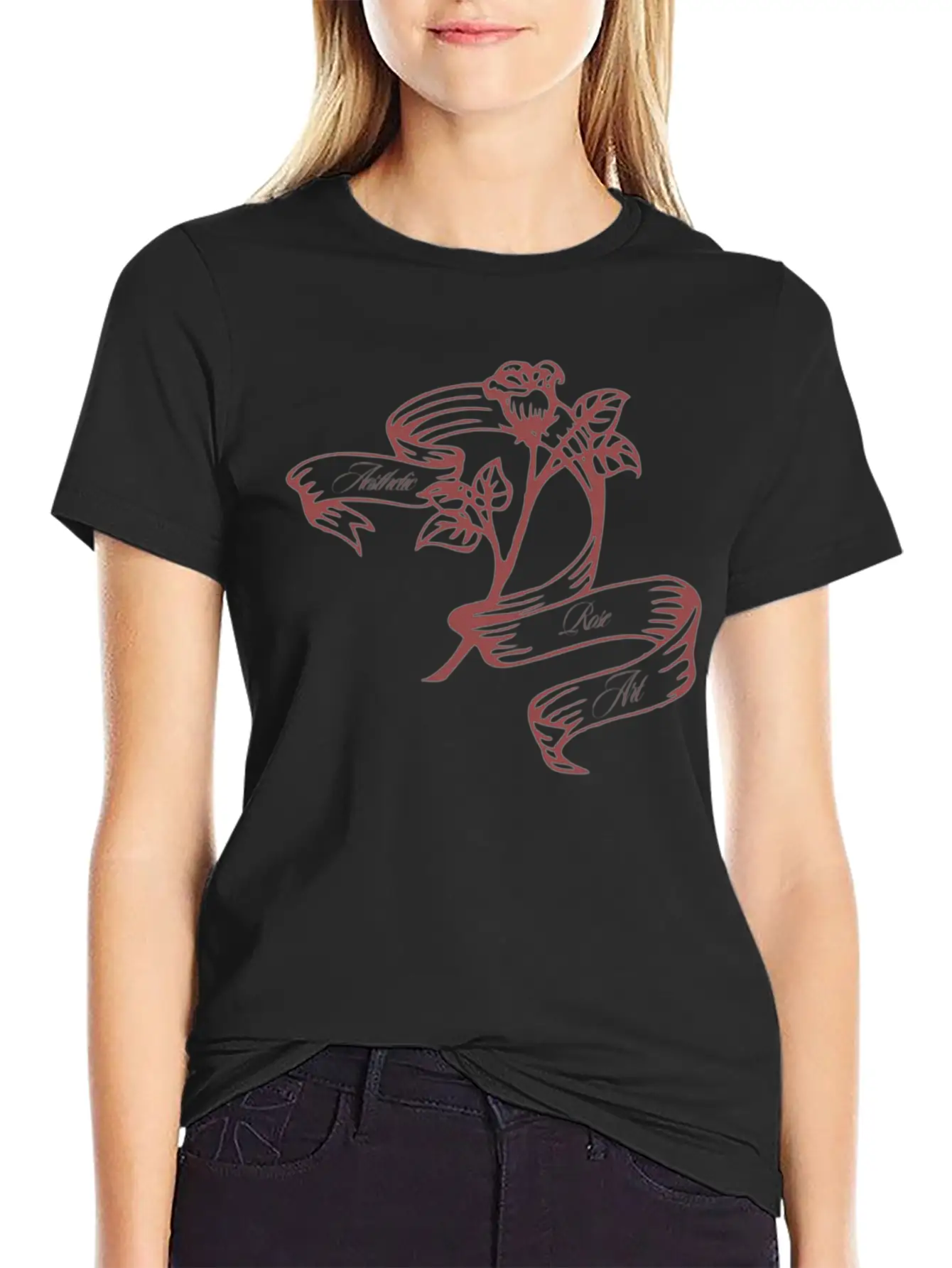 Aesthetic Rose Art. Aesthetics Timeless Short Sleeve Tee – Comfy And Minimalist Design