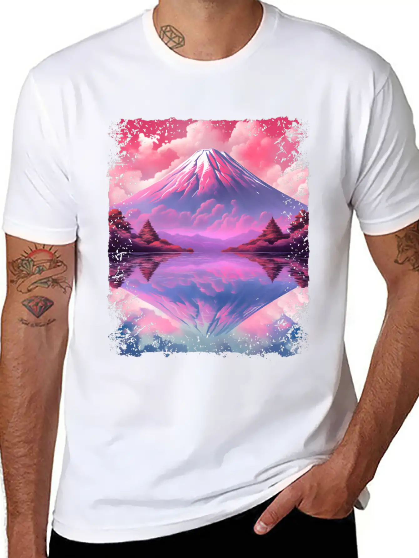 Aesthetic Vaporwave Volcano Japan Sight Mount Fuji Breathable Soft Cotton T-Shirt – Timeless Casual Look