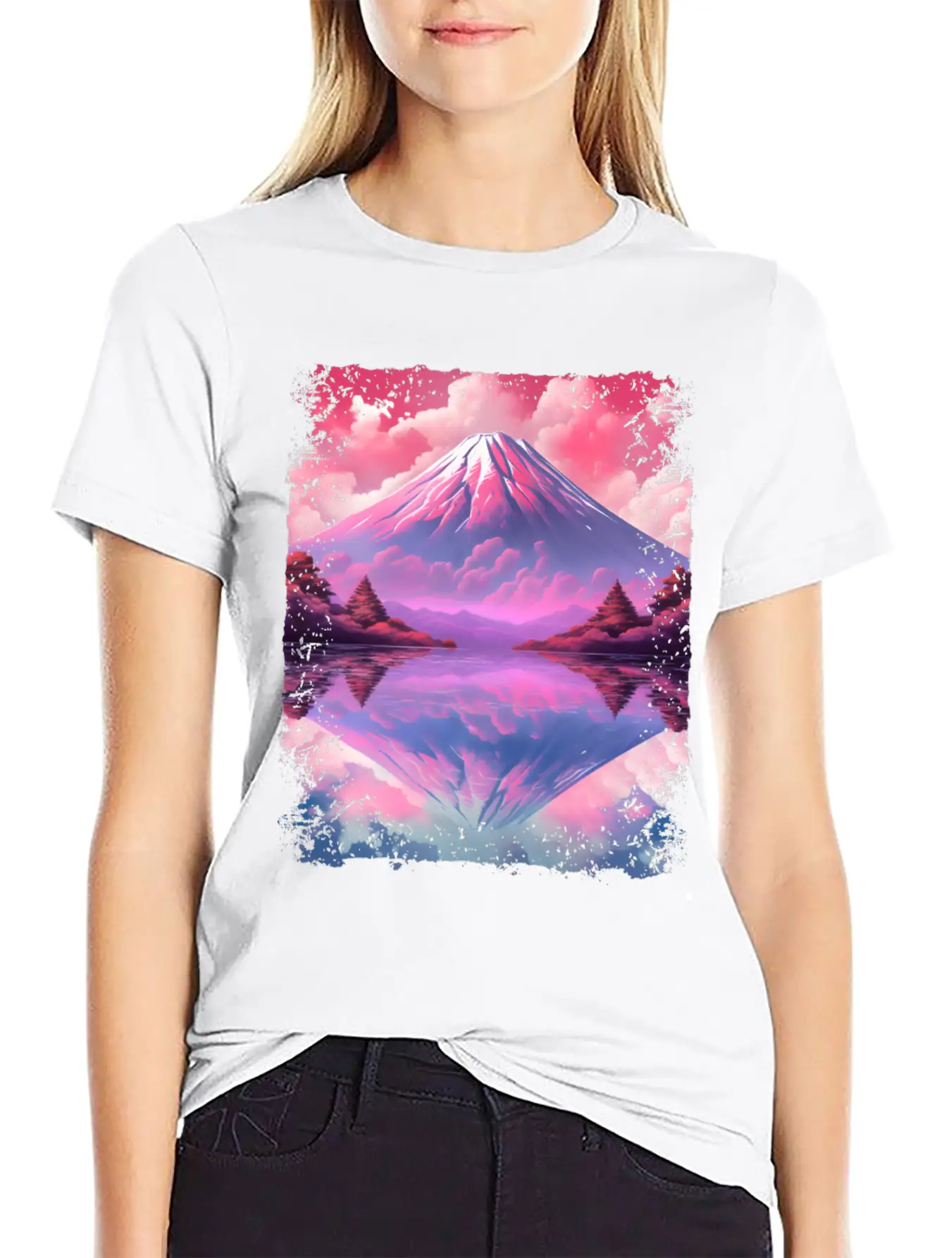 Aesthetic Vaporwave Volcano Japan Sight Mount Fuji Breathable Soft Cotton T-Shirt – Timeless Casual Look