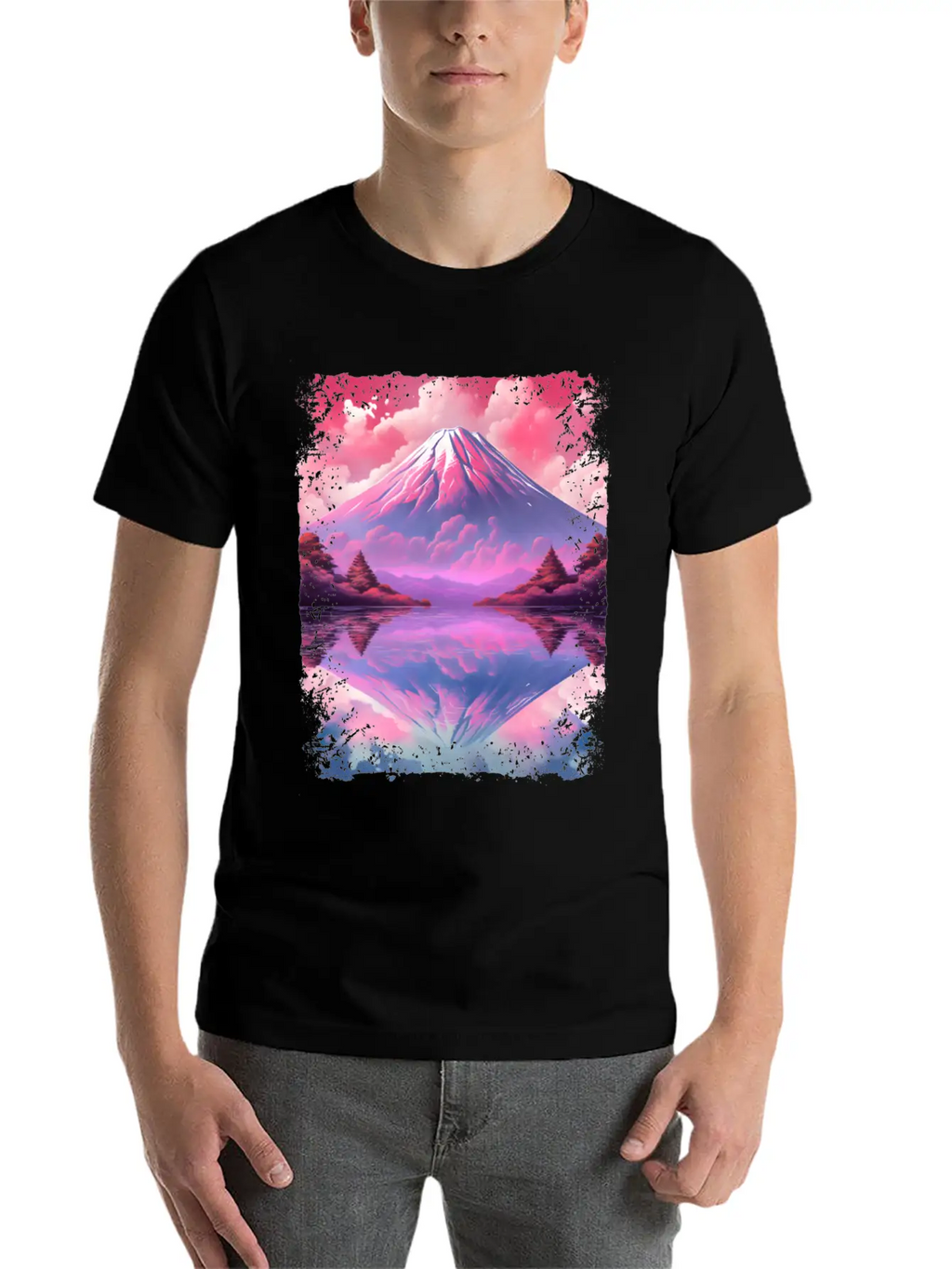 Aesthetic Vaporwave Volcano Japan Sight Mount Fuji Breathable Soft Cotton T-Shirt – Timeless Casual Look