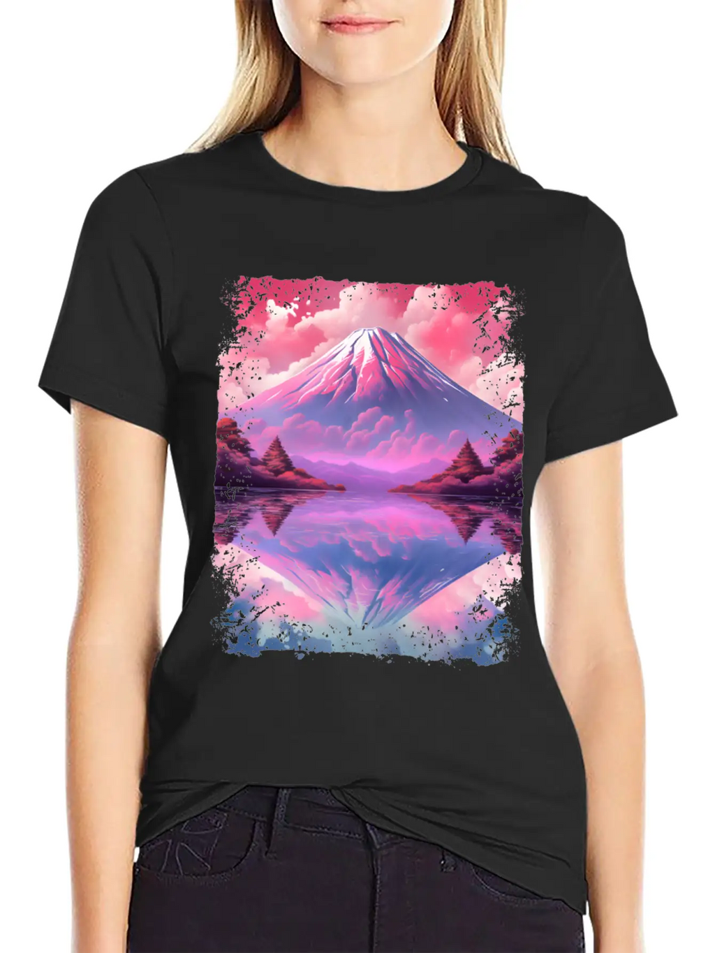 Aesthetic Vaporwave Volcano Japan Sight Mount Fuji Breathable Soft Cotton T-Shirt – Timeless Casual Look
