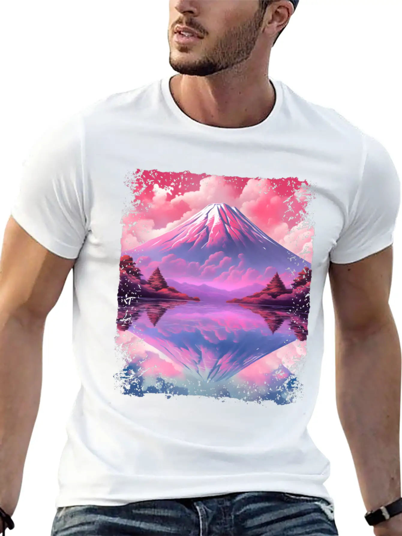 Aesthetic Vaporwave Volcano Japan Sight Mount Fuji Breathable Soft Cotton T-Shirt – Timeless Casual Look