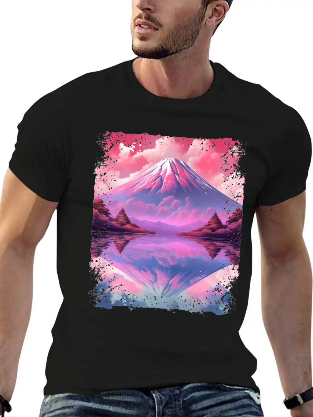 Aesthetic Vaporwave Volcano Japan Sight Mount Fuji Breathable Soft Cotton T-Shirt – Timeless Casual Look