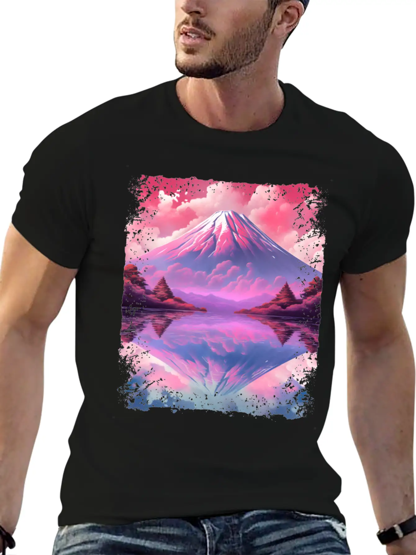 Aesthetic Vaporwave Volcano Japan Sight Mount Fuji Breathable Soft Cotton T-Shirt – Timeless Casual Look