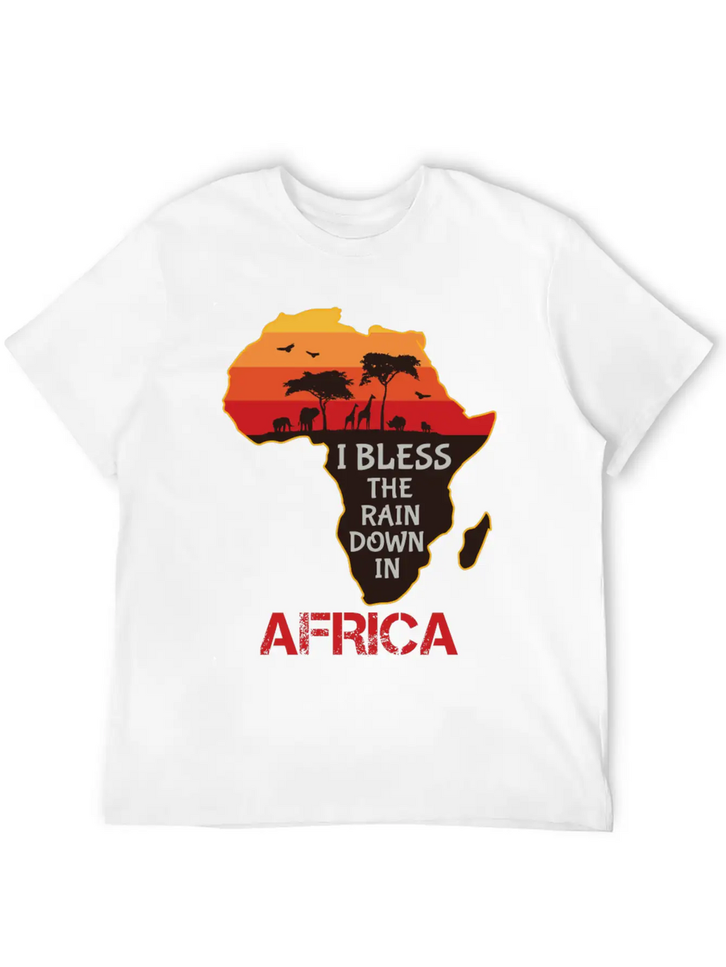 Africa I Bless The Rain Down In Classic Crew Neck Graphic Tee – Everyday Minimal Look