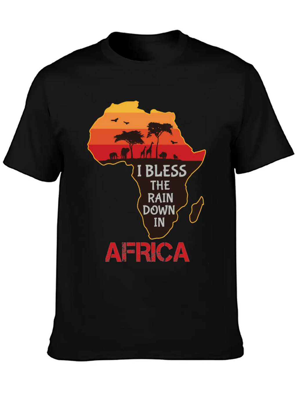 Africa I Bless The Rain Down In Classic Crew Neck Graphic Tee – Everyday Minimal Look