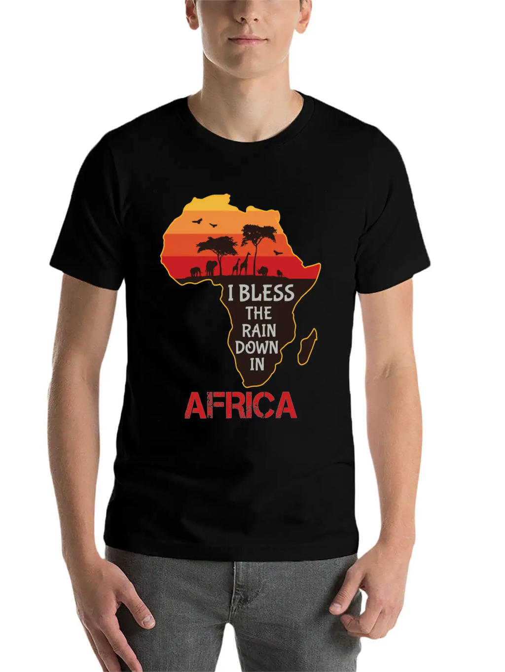 Africa I Bless The Rain Down In Classic Crew Neck Graphic Tee – Everyday Minimal Look