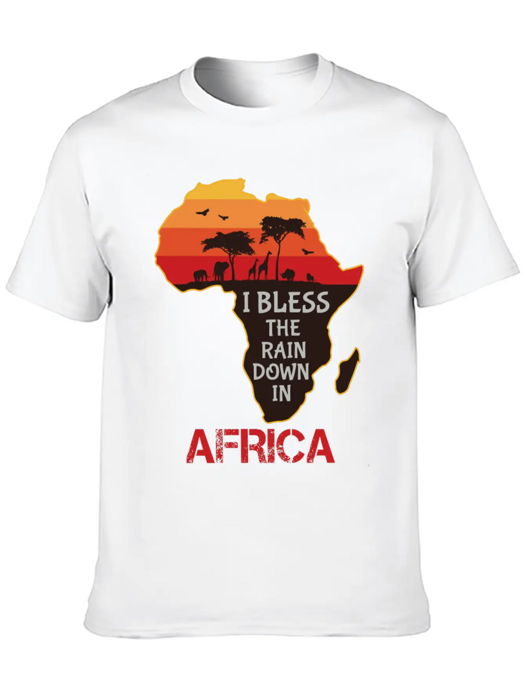 Africa I Bless The Rain Down In Classic Crew Neck Graphic Tee – Everyday Minimal Look