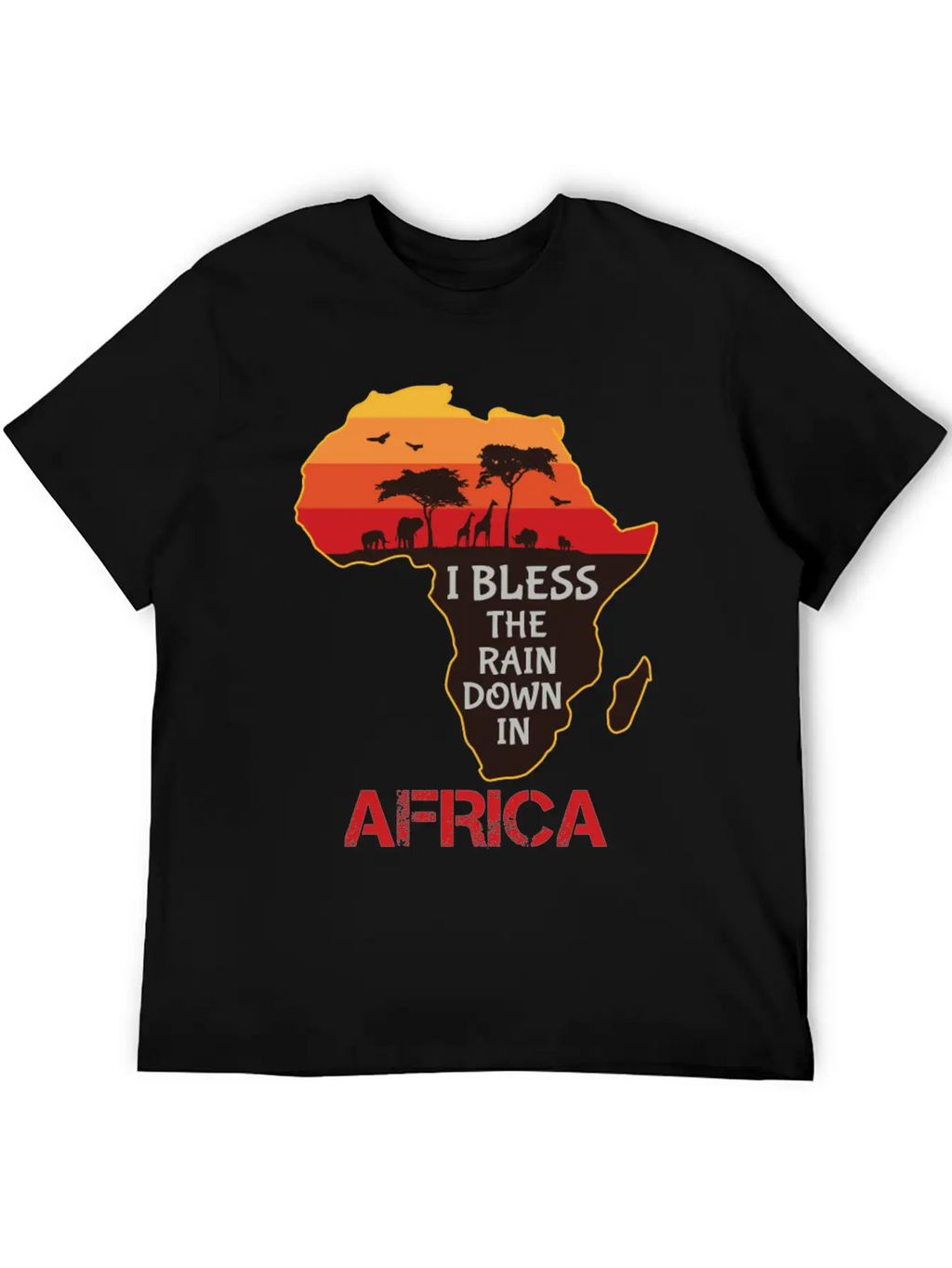 Africa I Bless The Rain Down In Classic Crew Neck Graphic Tee – Everyday Minimal Look