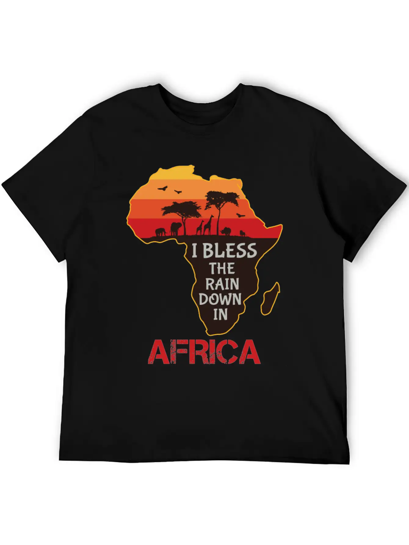 Africa I Bless The Rain Down In Classic Crew Neck Graphic Tee – Everyday Minimal Look