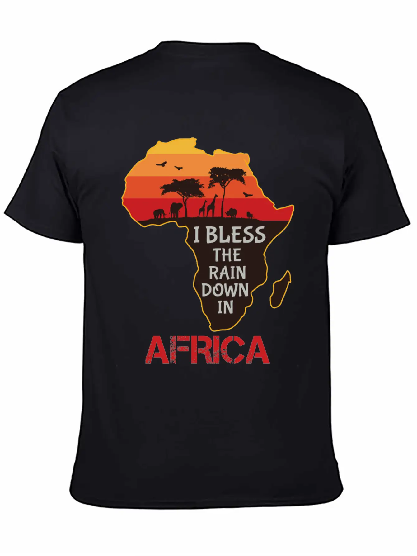 Africa I Bless The Rain Down In Classic Crew Neck Graphic Tee – Everyday Minimal Look