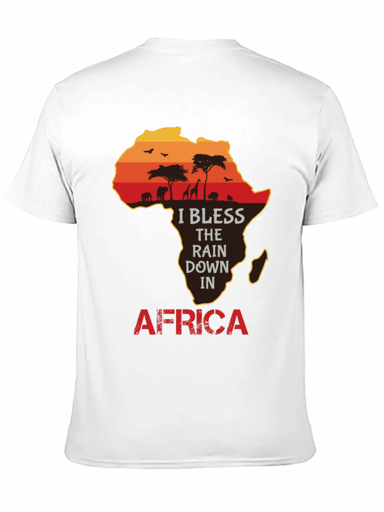 Africa I Bless The Rain Down In Classic Crew Neck Graphic Tee – Everyday Minimal Look