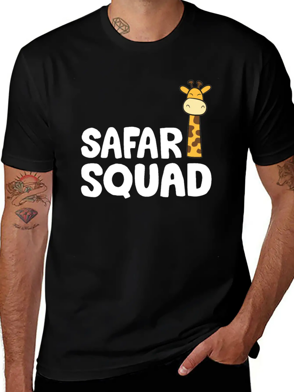 Africa Safari Squad Funny Giraffe Breathable Soft Cotton T-Shirt – Timeless Casual Look