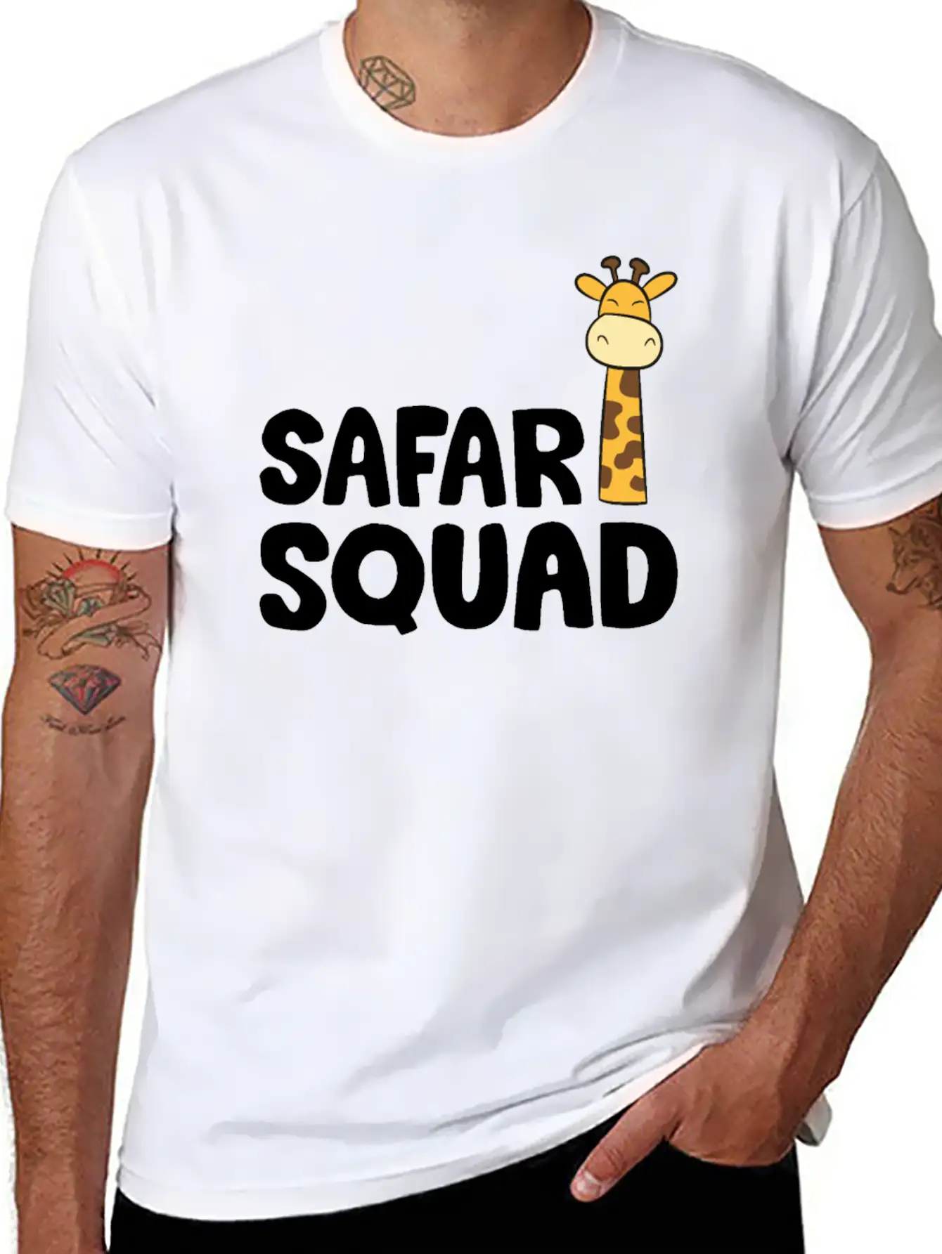 Africa Safari Squad Funny Giraffe Breathable Soft Cotton T-Shirt – Timeless Casual Look