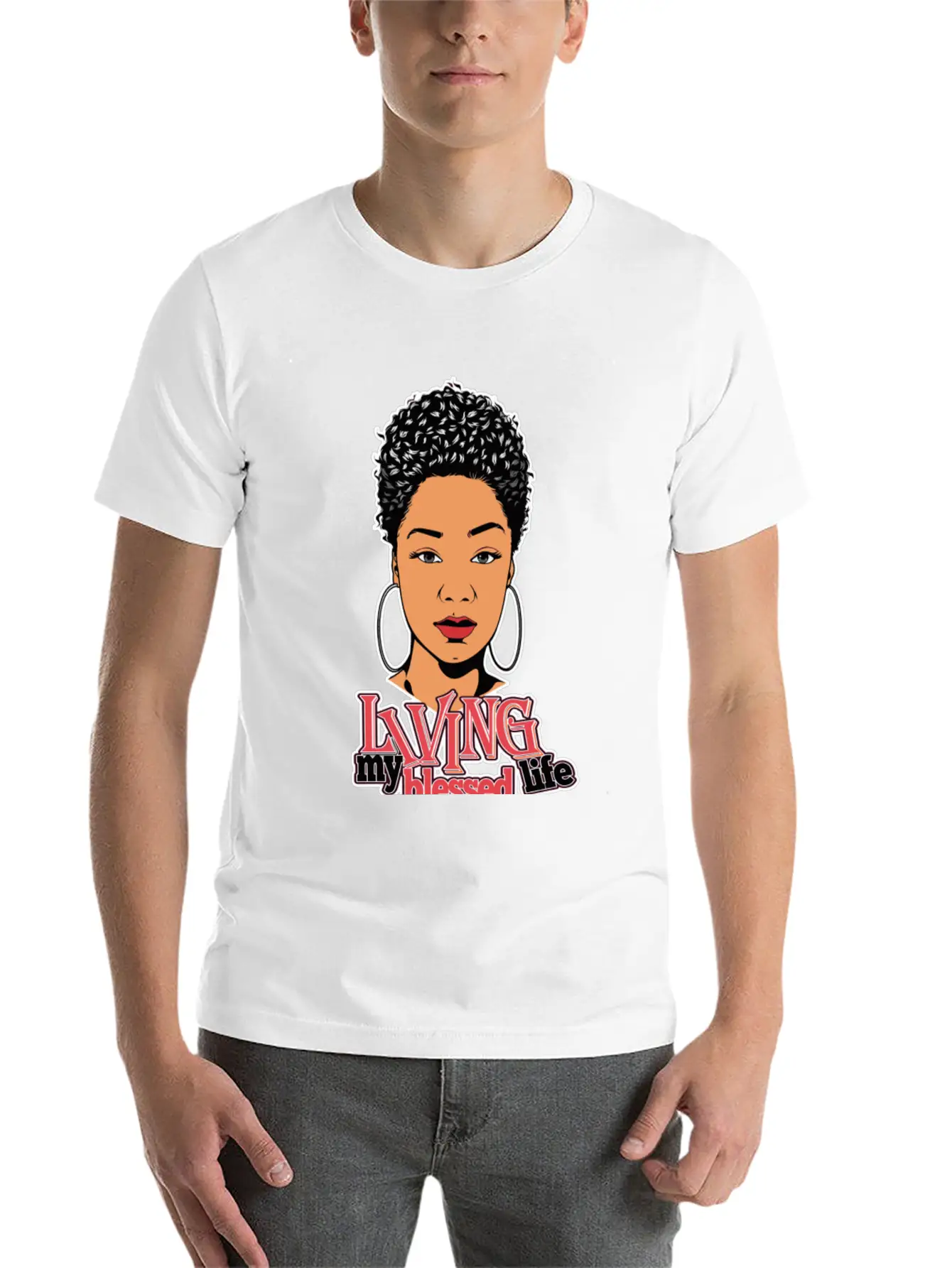 Afro Woman Black Hair Style Natural Confident Classic Cotton Tee – Unisex Comfort For Any Season