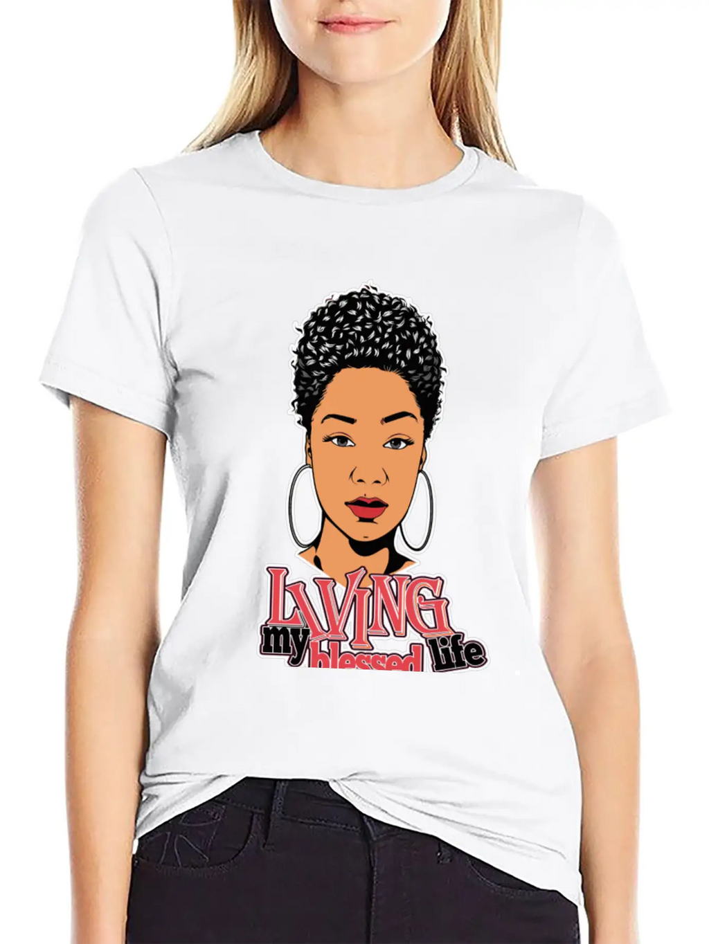 Afro Woman Black Hair Style Natural Confident Classic Cotton Tee – Unisex Comfort For Any Season
