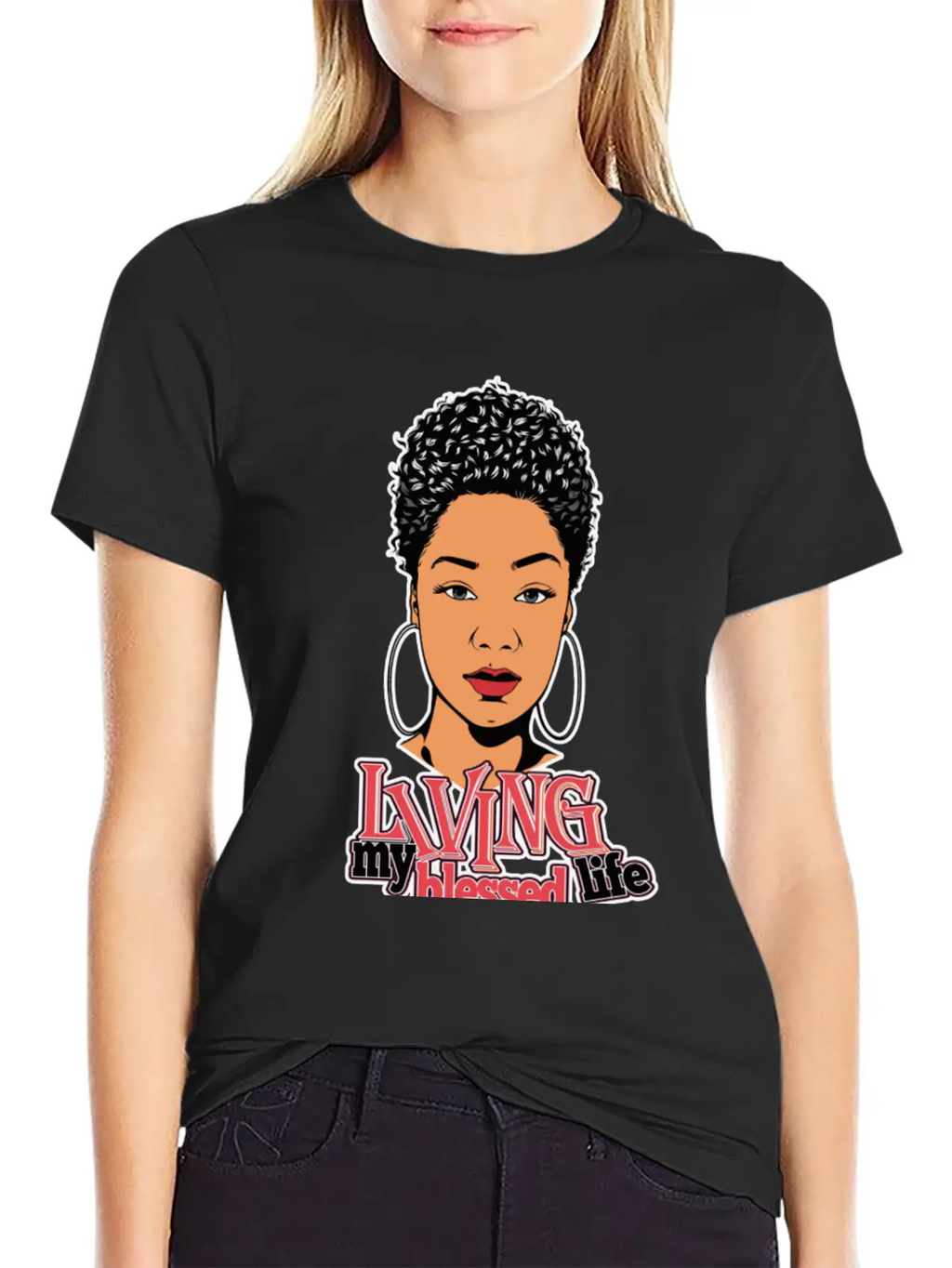 Afro Woman Black Hair Style Natural Confident Classic Cotton Tee – Unisex Comfort For Any Season