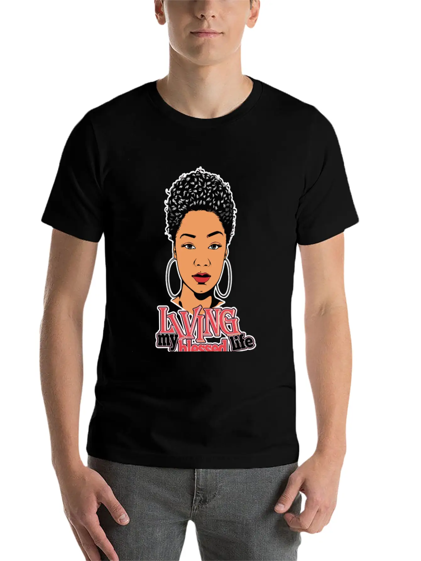 Afro Woman Black Hair Style Natural Confident Classic Cotton Tee – Unisex Comfort For Any Season