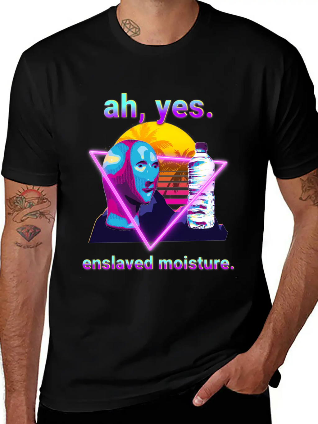 Ah Yes Enslaved Moisture Dank Meme 80S Vaporwave Timeless Short Sleeve Tee – Comfy And Minimalist Design